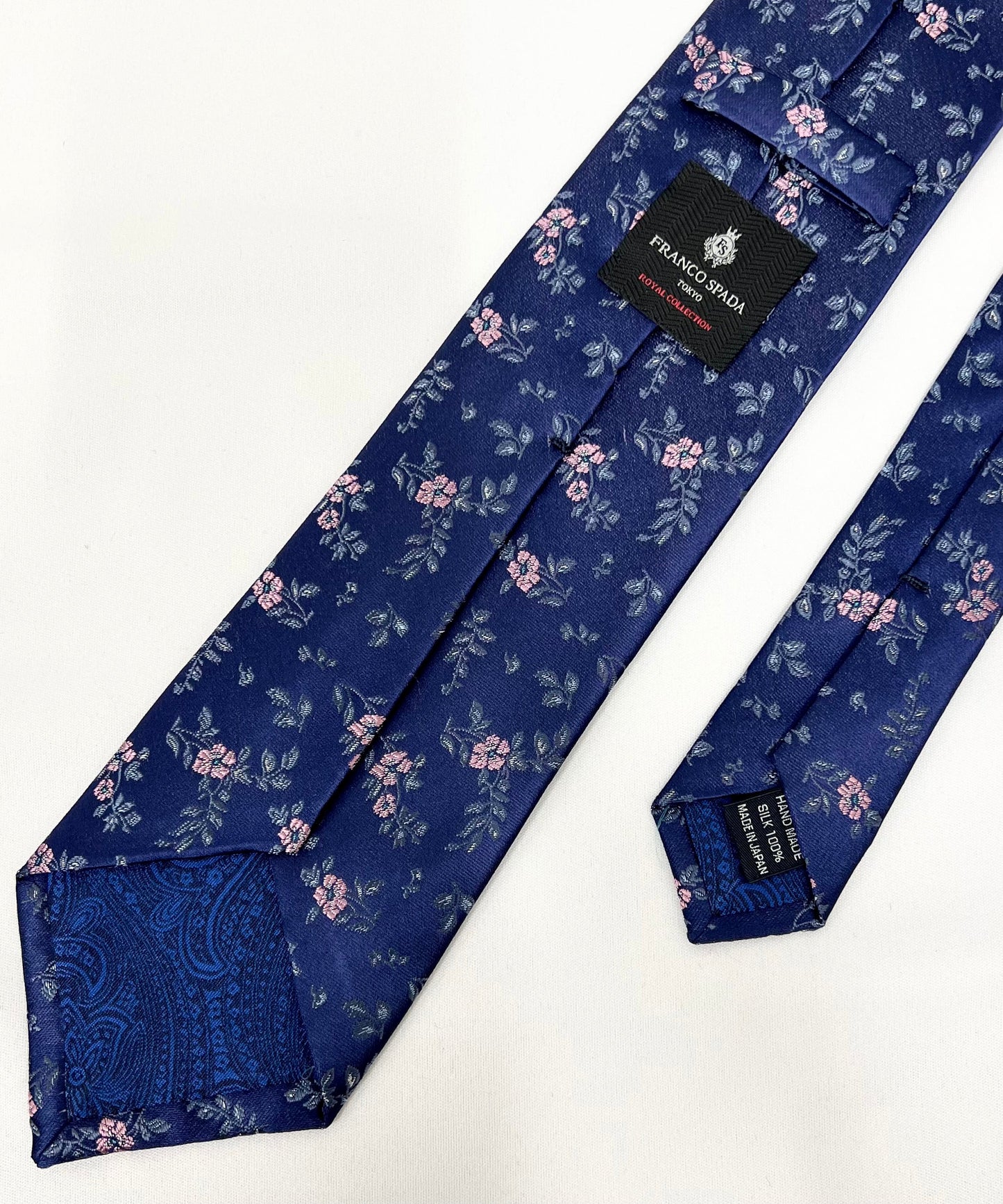 Franco Spada ( フランコスパダ ) フレンチヴィンテージフラワージャガードネクタイ： ライトネイビー