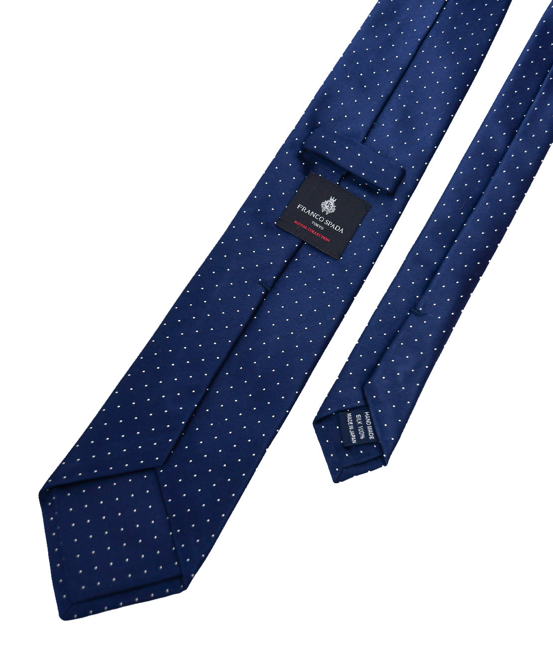 Franco Spada (  フランコスパダ )  ベーシックサテンピンドットネクタイ：ネイビー×ホワイト