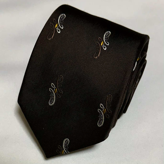 Franco Spada ( フランコスパダ )🆕コンテンポラリーブリティッシュジオメトリックペーズリーJQネクタイ ：ブラウン