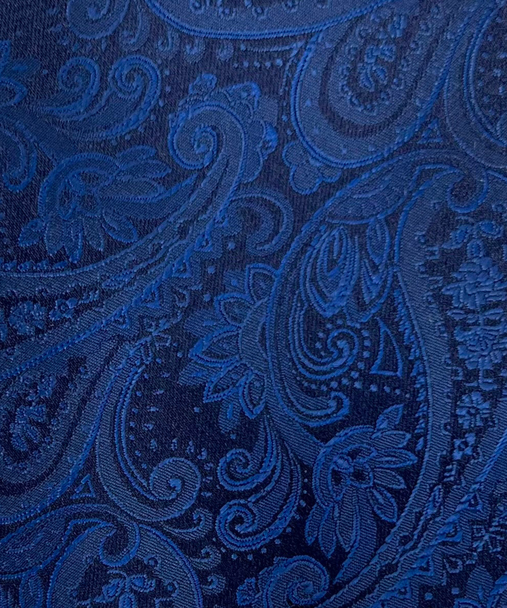 AZZURRO（アズーロ） 新更紗ペーズリーグラデーション無地調ジャガードネクタイ：ミッドナイトネイビー×ダークブルー