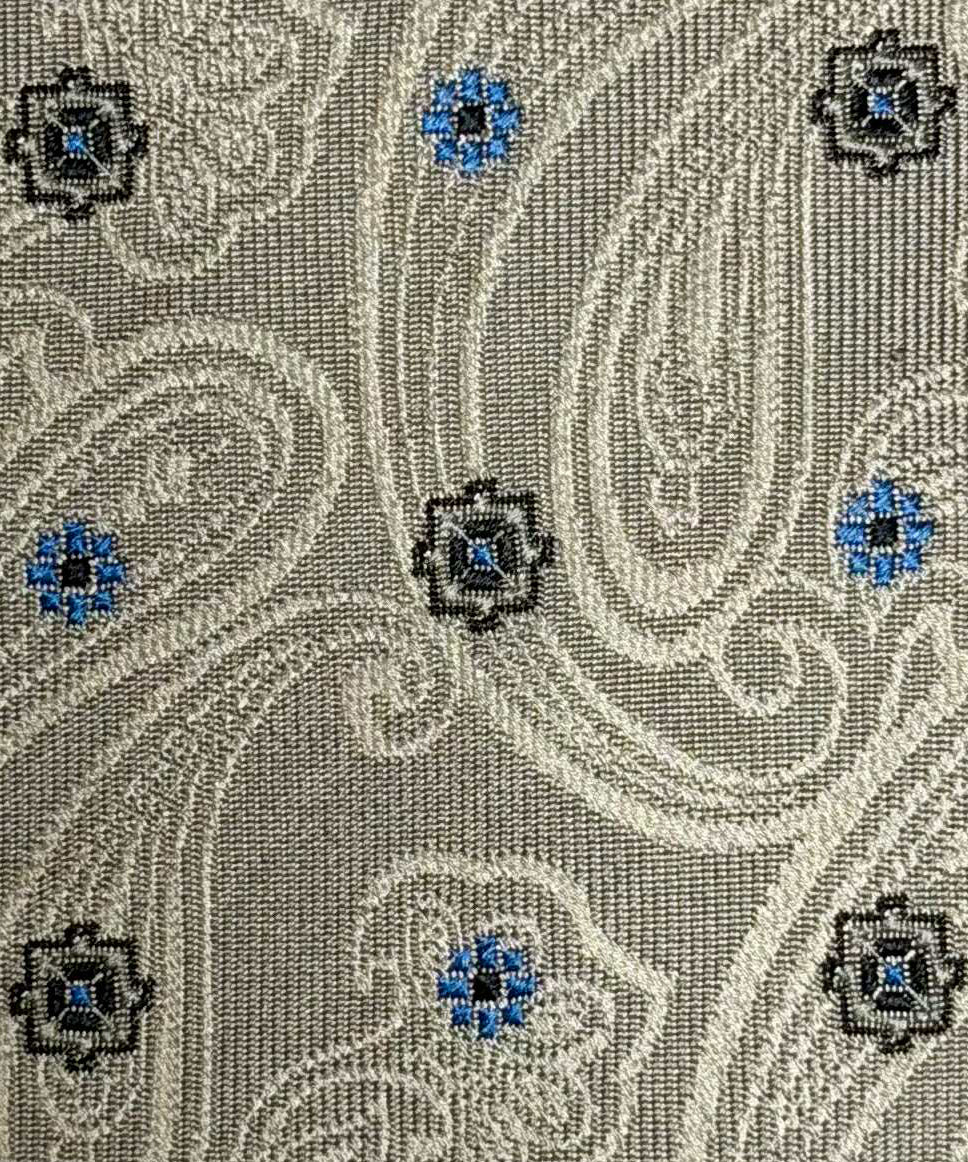 Franco Spada ( フランコスパダ )🆕コンテンポラリーブリティッシュメダリオンJQネクタイ：シャンパンベージュ×ブラック×ブルー