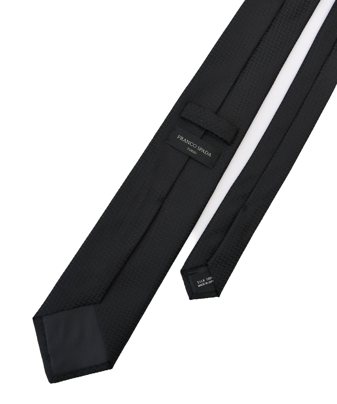 Franco Spada ( フランコスパダ ) マイクロヘリンボーン無地フォーマルネクタイ：黒
