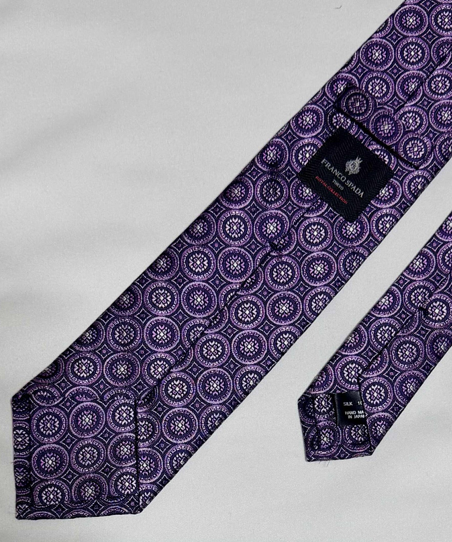 Franco Spada ( フランコスパダ )🆕コンテンポラリーブリティッシュメダリオンJQネクタイ②：パープル×ピンク