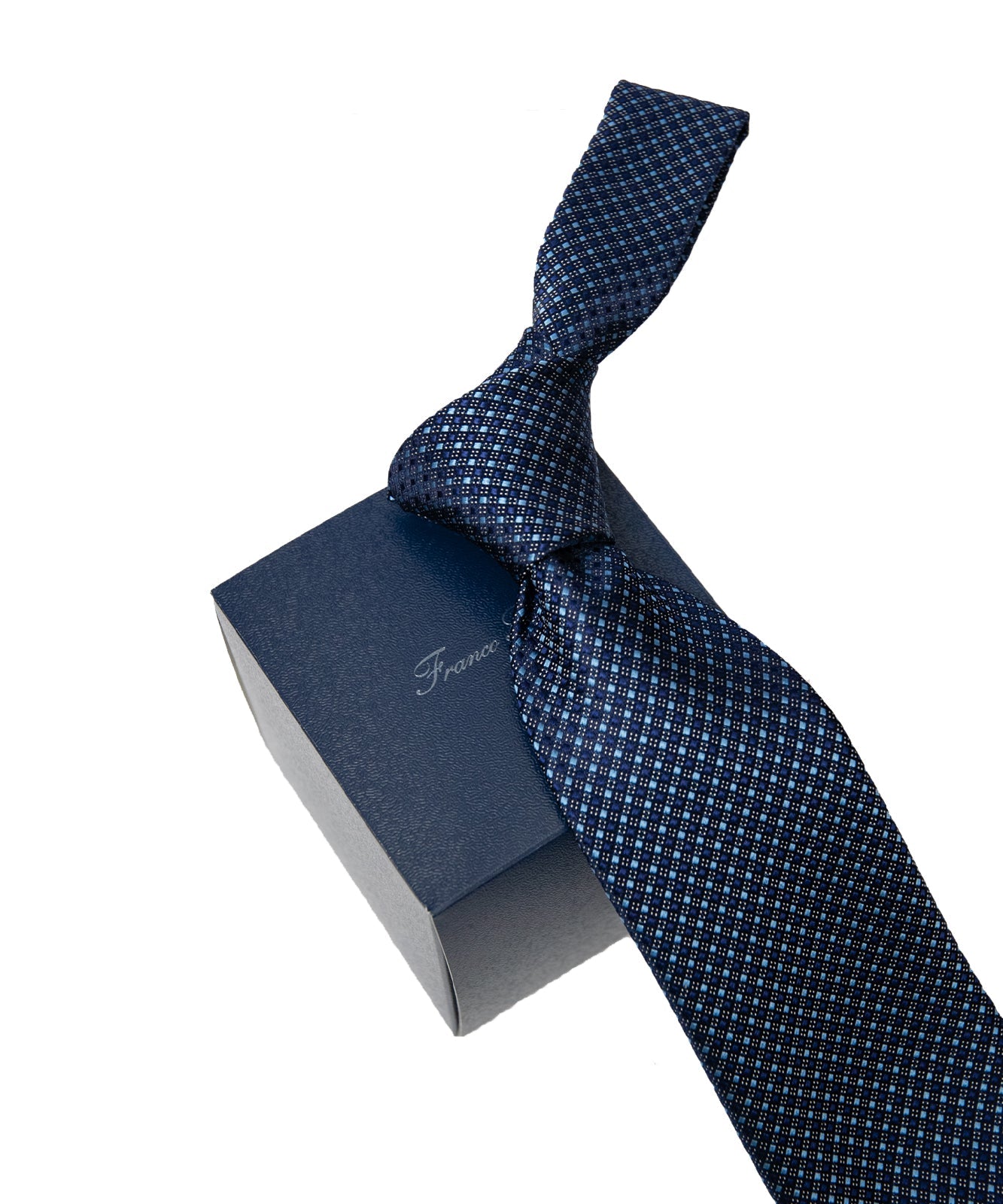 Franco Spada ( フランコスパダ ) マイクロスクエアネクタイ：ネイビー×サックス