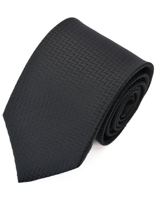 Franco Spada ( フランコスパダ ) マイクロヘリンボーン無地フォーマルネクタイ：黒