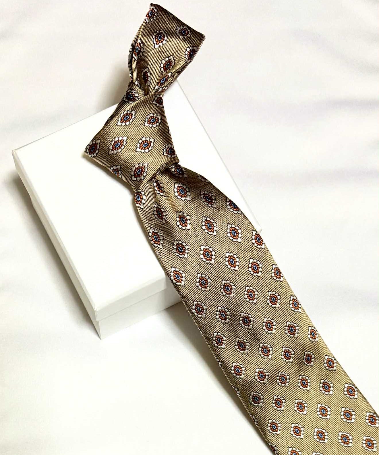 Franco Spada ( フランコスパダ )🆕コンテンポラリーブリティッシュ小紋JQネクタイ：ベージュ