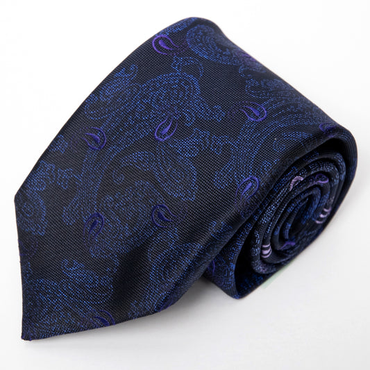 Franco Spada ( フランコスパダ ) 12色パネルグラデーションジャガードネクタイ：ネイビー×パープル