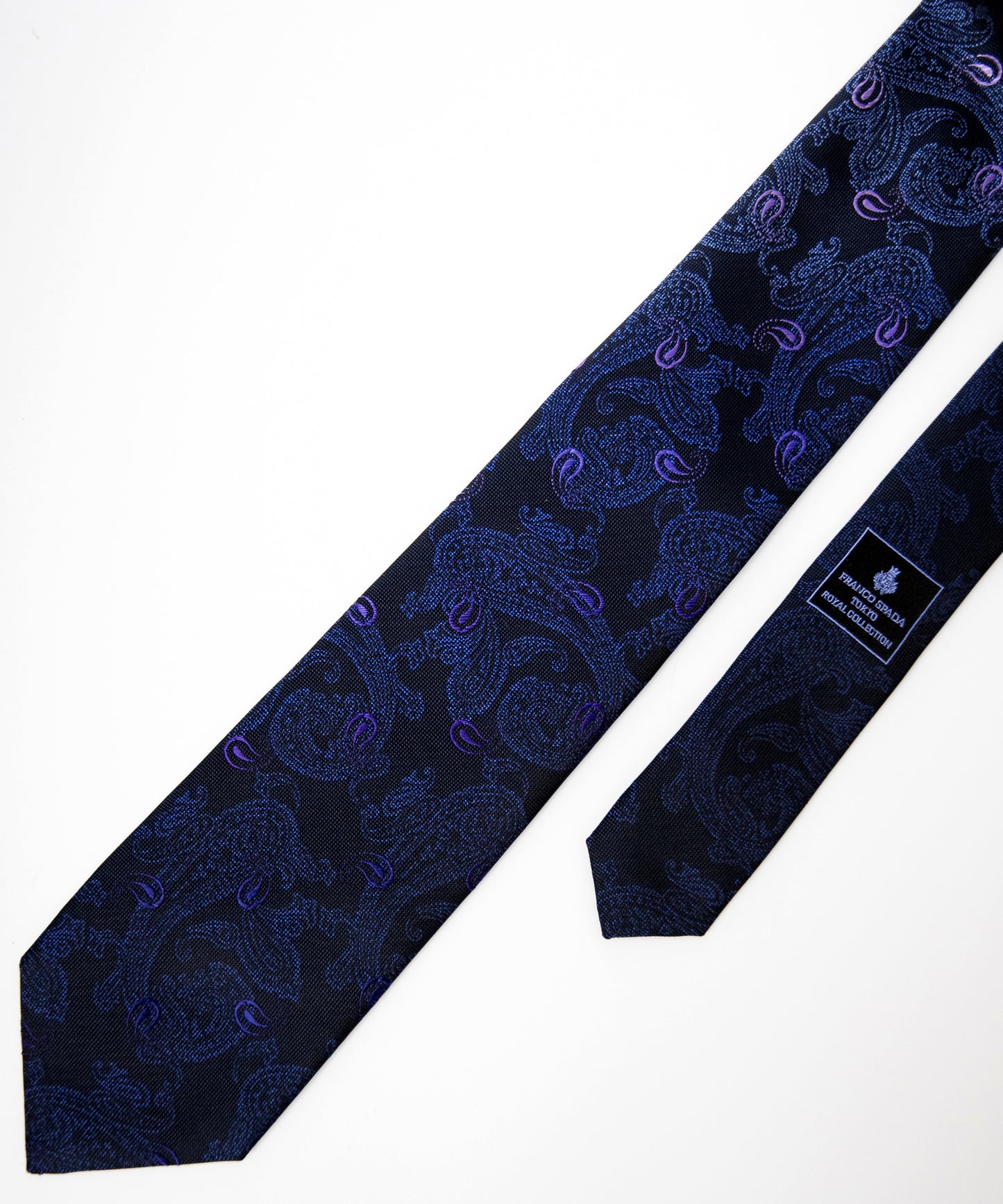 Franco Spada ( フランコスパダ ) 12色パネルグラデーションジャガードネクタイ：ネイビー×パープル