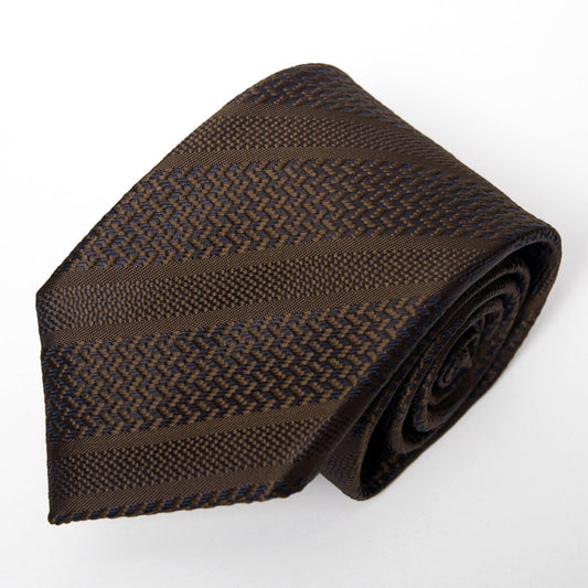 Franco Spada ( フランコスパダ ) ヴィンテージ無地調ストライプネクタイ：レトロブラウン