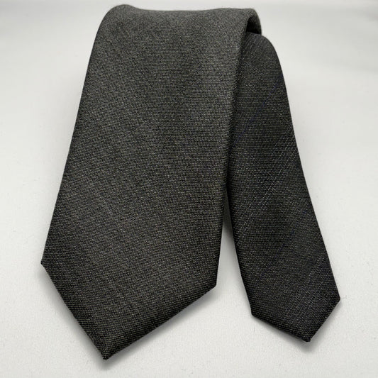 Franco Spada ( フランコスパダ )  Solid Wool ( MグレーTop無地 )コンビネーションネクタイ Vitale Barberis Canonico ( ビダル バルべリス カノニコ )：大剣Mグレー×小剣シャドーチェックダークグレー