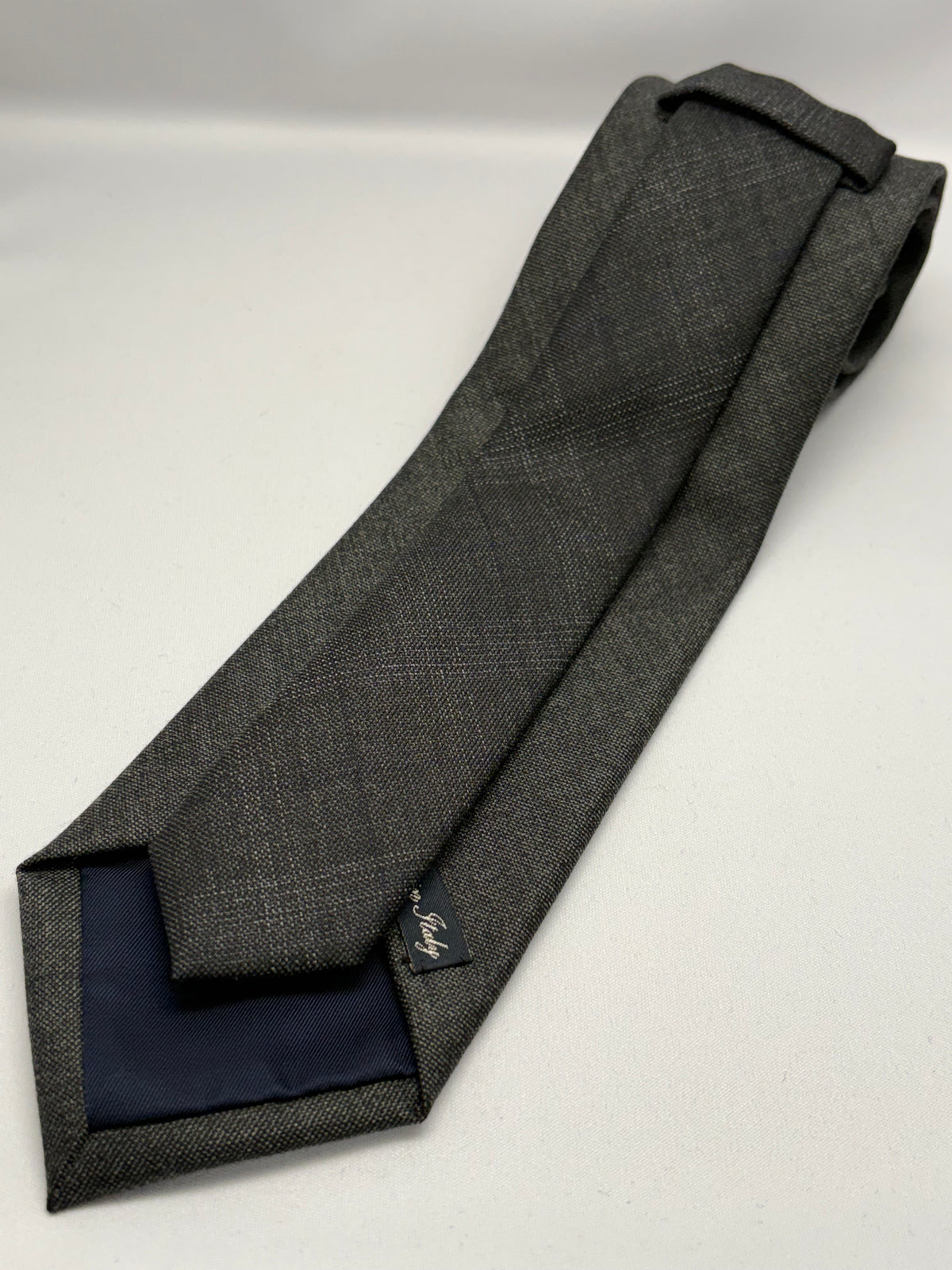 Franco Spada ( フランコスパダ )  Solid Wool ( MグレーTop無地 )コンビネーションネクタイ Vitale Barberis Canonico ( ビダル バルべリス カノニコ )：大剣Mグレー×小剣シャドーチェックダークグレー