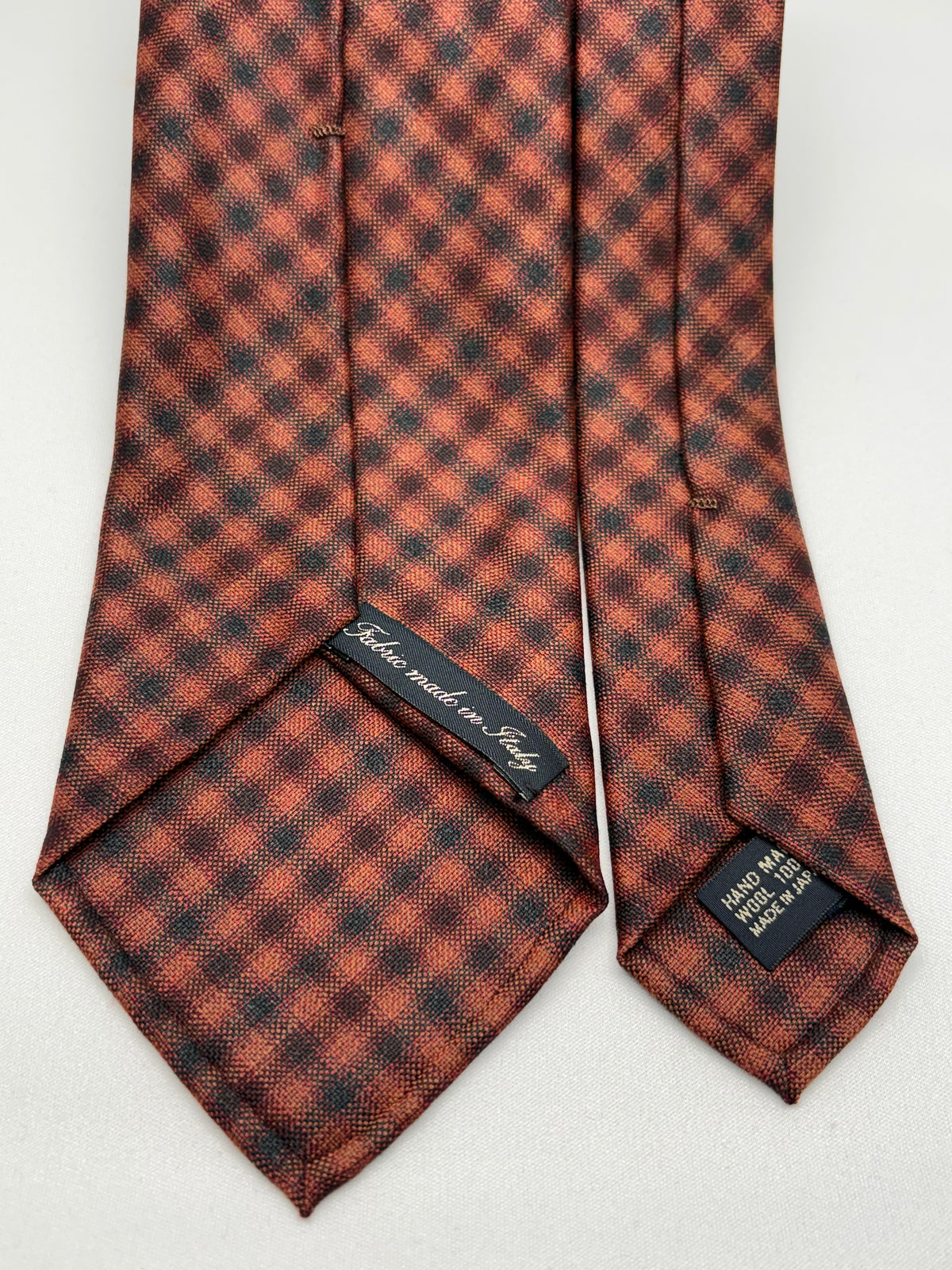 Franco Spada ( フランコスパダ )  SnowFlake CheckWool HandRolledネクタイ(HFW)ハダスフィールドウーズテッド：ギンガムチェックレンガ