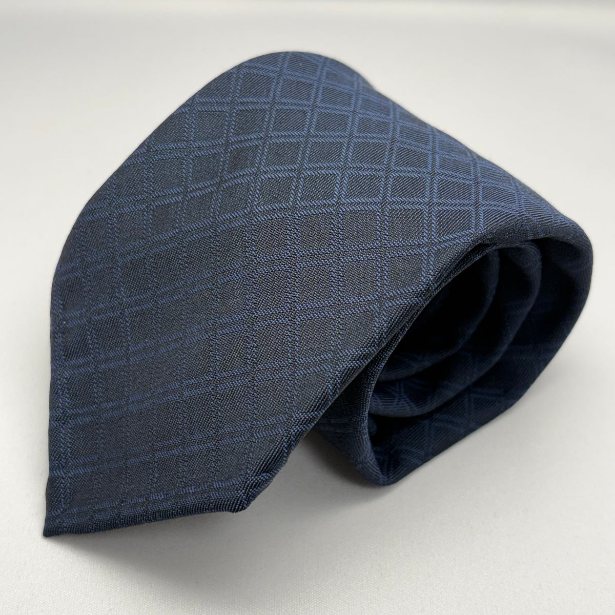 Franco Spada ( フランコスパダ )  Shadow CheckWool HandRolledネクタイ Vitale Barberis Canonico ( ビダル バルべリス カノニコ )：シャドー小チェックネイビー