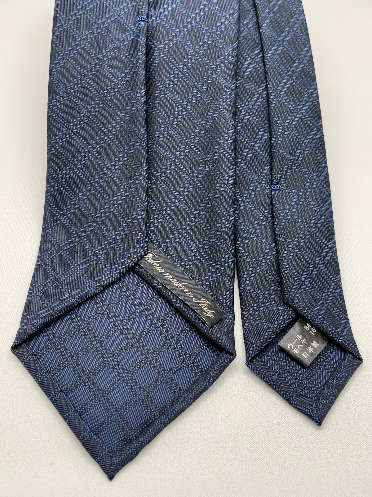 Franco Spada ( フランコスパダ )  Shadow CheckWool HandRolledネクタイ Vitale Barberis Canonico ( ビダル バルべリス カノニコ )：シャドー小チェックネイビー