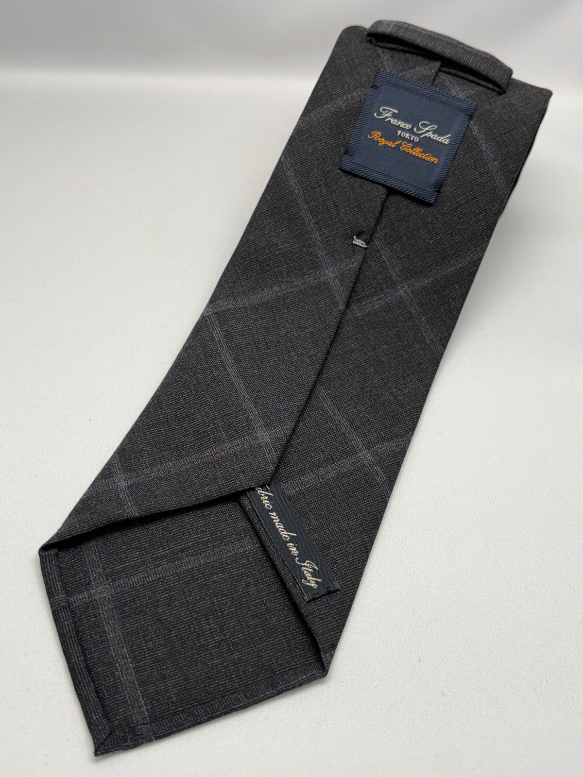 Franco Spada ( フランコスパダ )  Shadow CheckWool HandRolledネクタイ Vitale Barberis Canonico ( ビダル バルべリス カノニコ )：シャドーチェックダークグレー