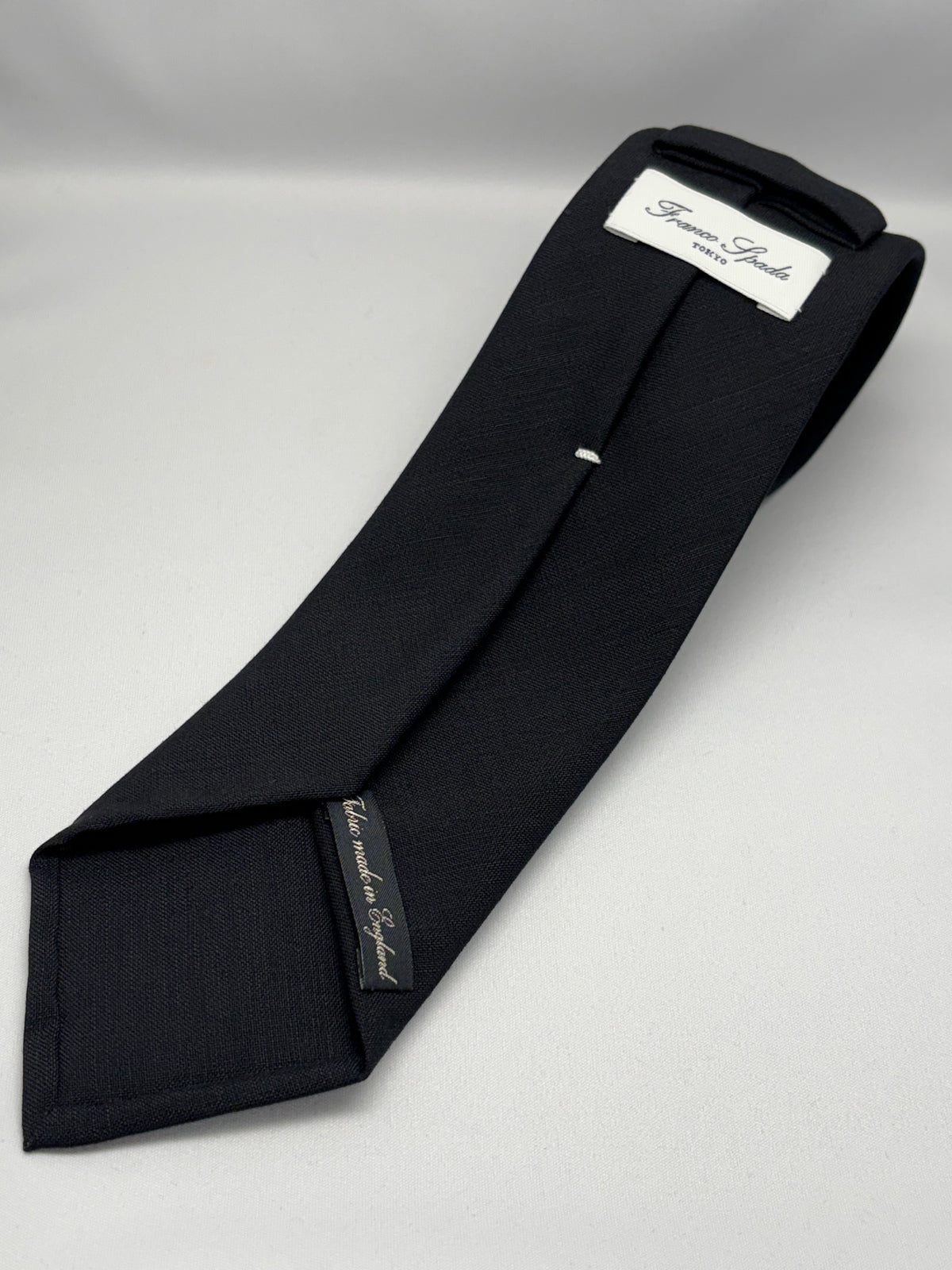 Franco Spada ( フランコスパダ ) ウールキッドモヘア無地ネクタイDORMEUIL (ドーメル) SUPER BRIO（スーパーブリオ)：ブラック