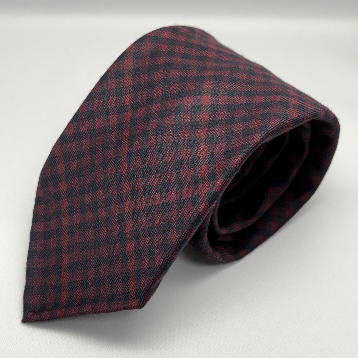 Franco Spada ( フランコスパダ ) ギンガムチェックウールネクタイErmenegildo Zegna Trofeo（エルメネジルドゼニアトロフェオ )：ネイビー×ワイン