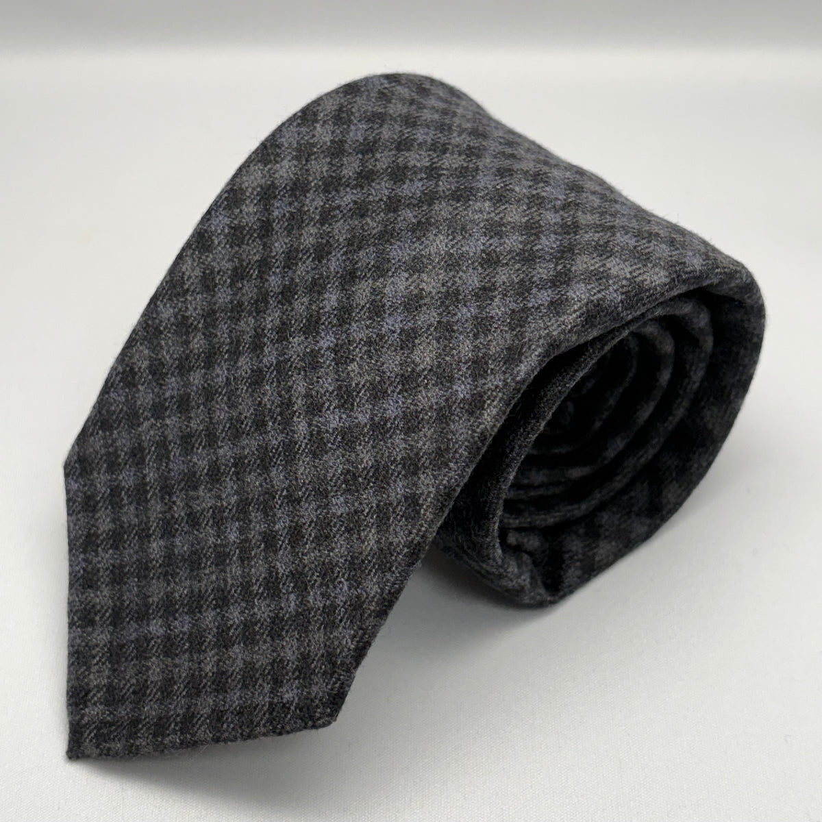 Franco Spada ( フランコスパダ ) ダークカラーギンガムチェックウールネクタイErmenegildo Zegna Trofeo（エルメネジルドゼニアトロフェオ )：チャコールグレー