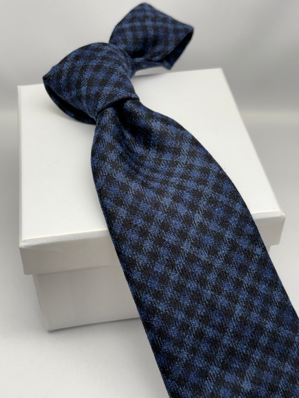 Franco Spada ( フランコスパダ ) ダークカラーギンガムチェックウールネクタイErmenegildo Zegna Trofeo（エルメネジルドゼニアトロフェオ )：ダークブルー