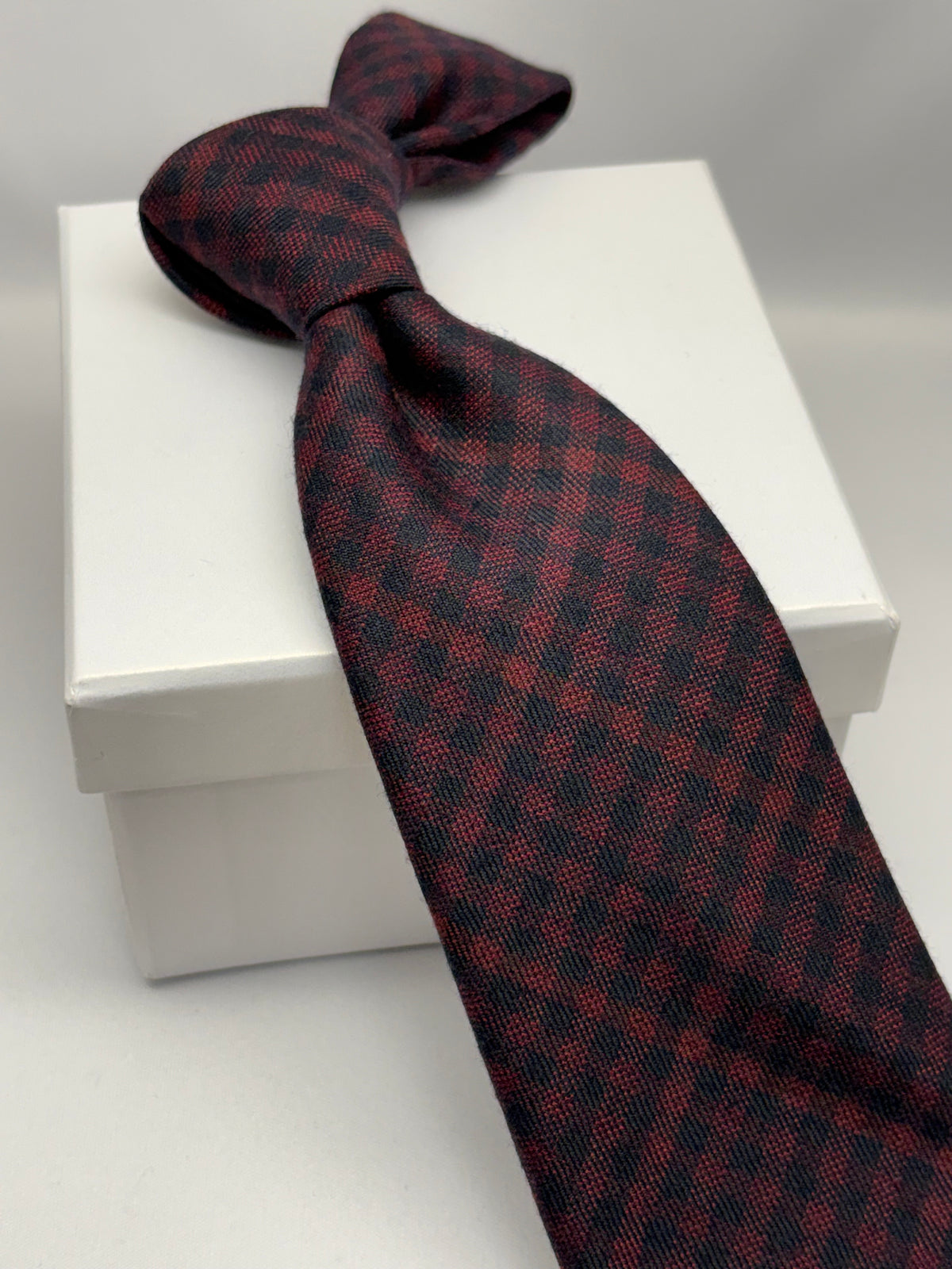 Franco Spada ( フランコスパダ ) ギンガムチェックウールネクタイErmenegildo Zegna Trofeo（エルメネジルドゼニアトロフェオ )：ネイビー×ワイン