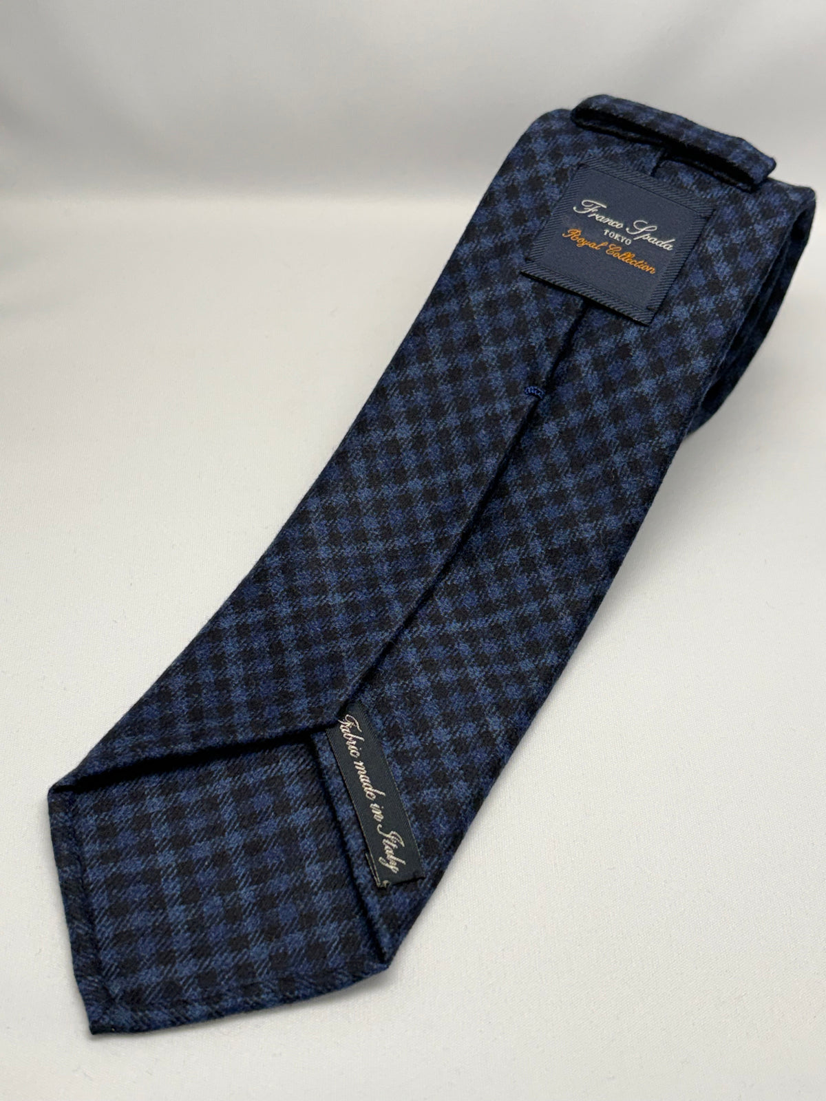 Franco Spada ( フランコスパダ ) ダークカラーギンガムチェックウールネクタイErmenegildo Zegna Trofeo（エルメネジルドゼニアトロフェオ )：ダークブルー