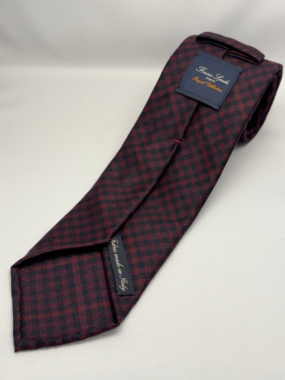 Franco Spada ( フランコスパダ ) ギンガムチェックウールネクタイErmenegildo Zegna Trofeo（エルメネジルドゼニアトロフェオ )：ネイビー×ワイン