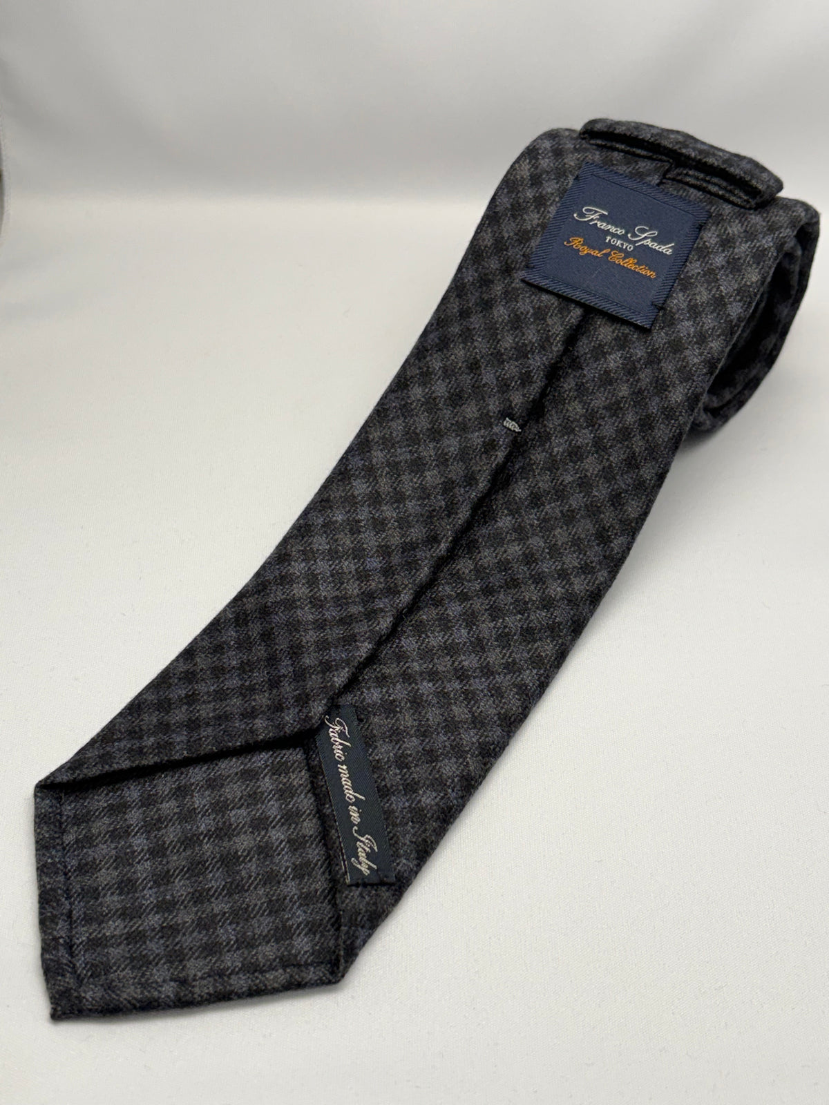 Franco Spada ( フランコスパダ ) ダークカラーギンガムチェックウールネクタイErmenegildo Zegna Trofeo（エルメネジルドゼニアトロフェオ )：チャコールグレー