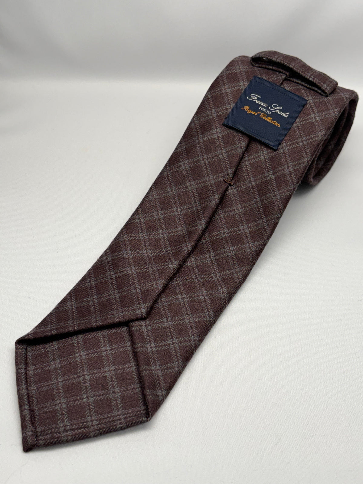 Franco Spada ( フランコスパダ ) ペンシルチェックウールネクタイErmenegildo Zegna Trofeo（エルメネジルドゼニアトロフェオ )：ブラウン