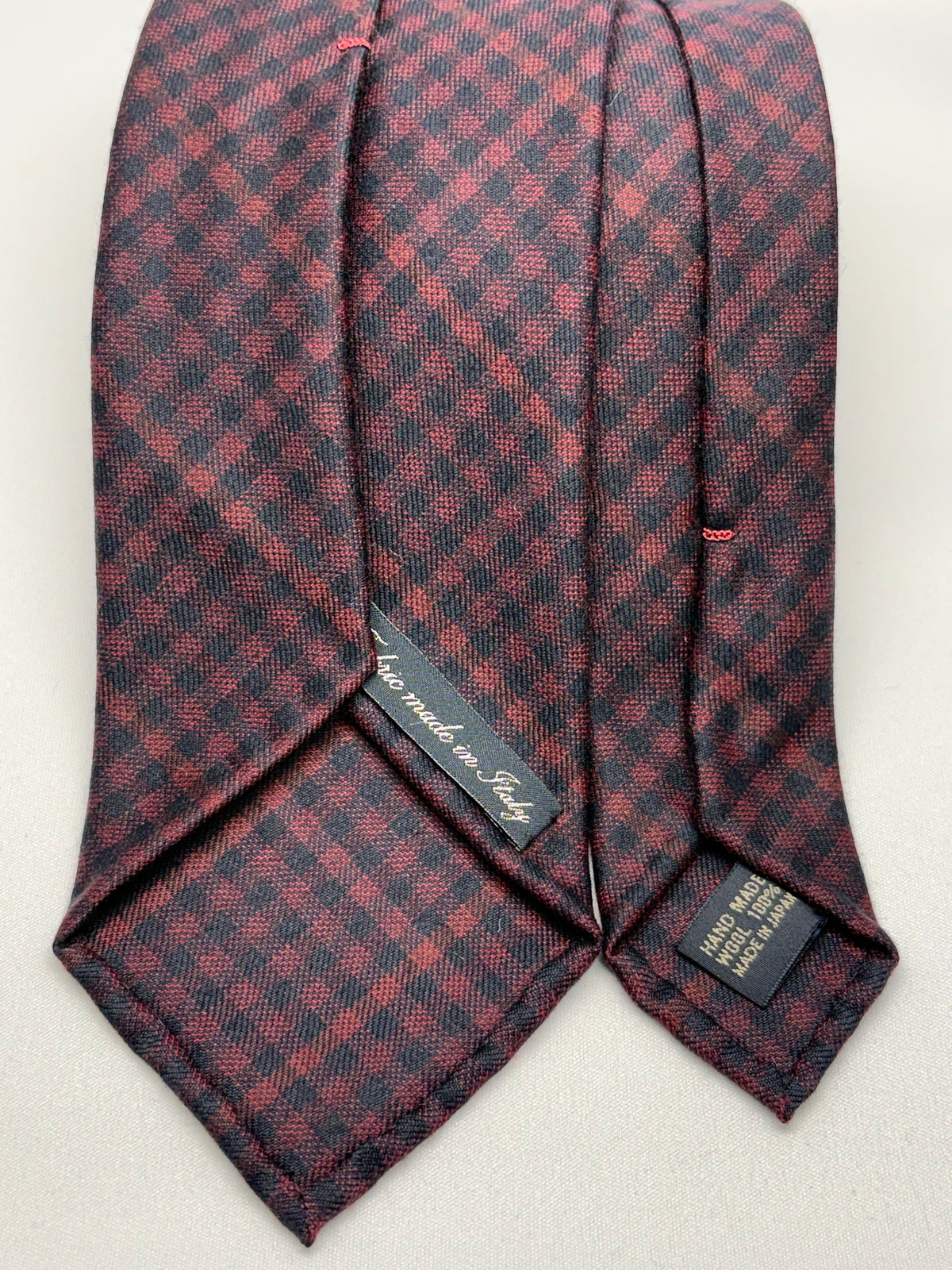 Franco Spada ( フランコスパダ ) ギンガムチェックウールネクタイErmenegildo Zegna Trofeo（エルメネジルドゼニアトロフェオ )：ネイビー×ワイン