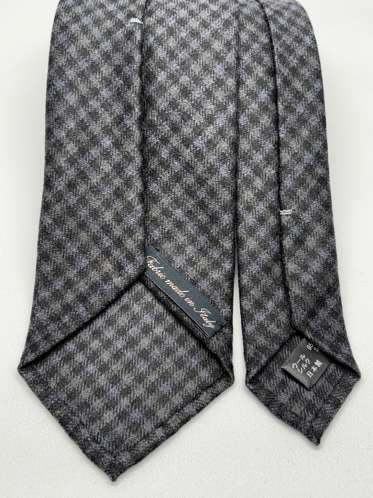 Franco Spada ( フランコスパダ ) ダークカラーギンガムチェックウールネクタイErmenegildo Zegna Trofeo（エルメネジルドゼニアトロフェオ )：チャコールグレー