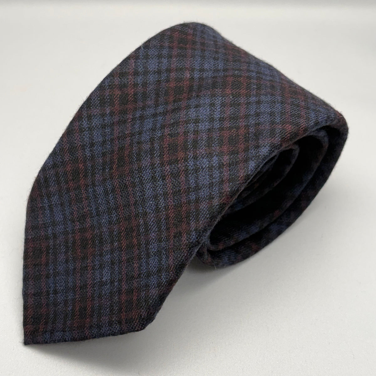 Franco Spada ( フランコスパダ ) チェックウールネクタイErmenegildo Zegna Trofeo（エルメネジルドゼニアトロフェオ )：サックスブルー×レンガ