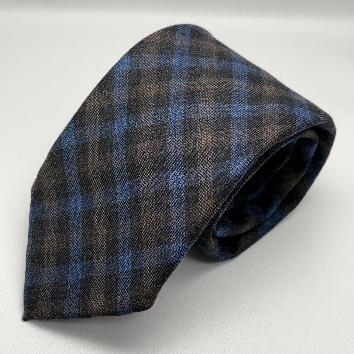 Franco Spada ( フランコスパダ ) ギンガムチェックウールネクタイErmenegildo Zegna Trofeo（エルメネジルドゼニアトロフェオ )：ブルー×ブラウン