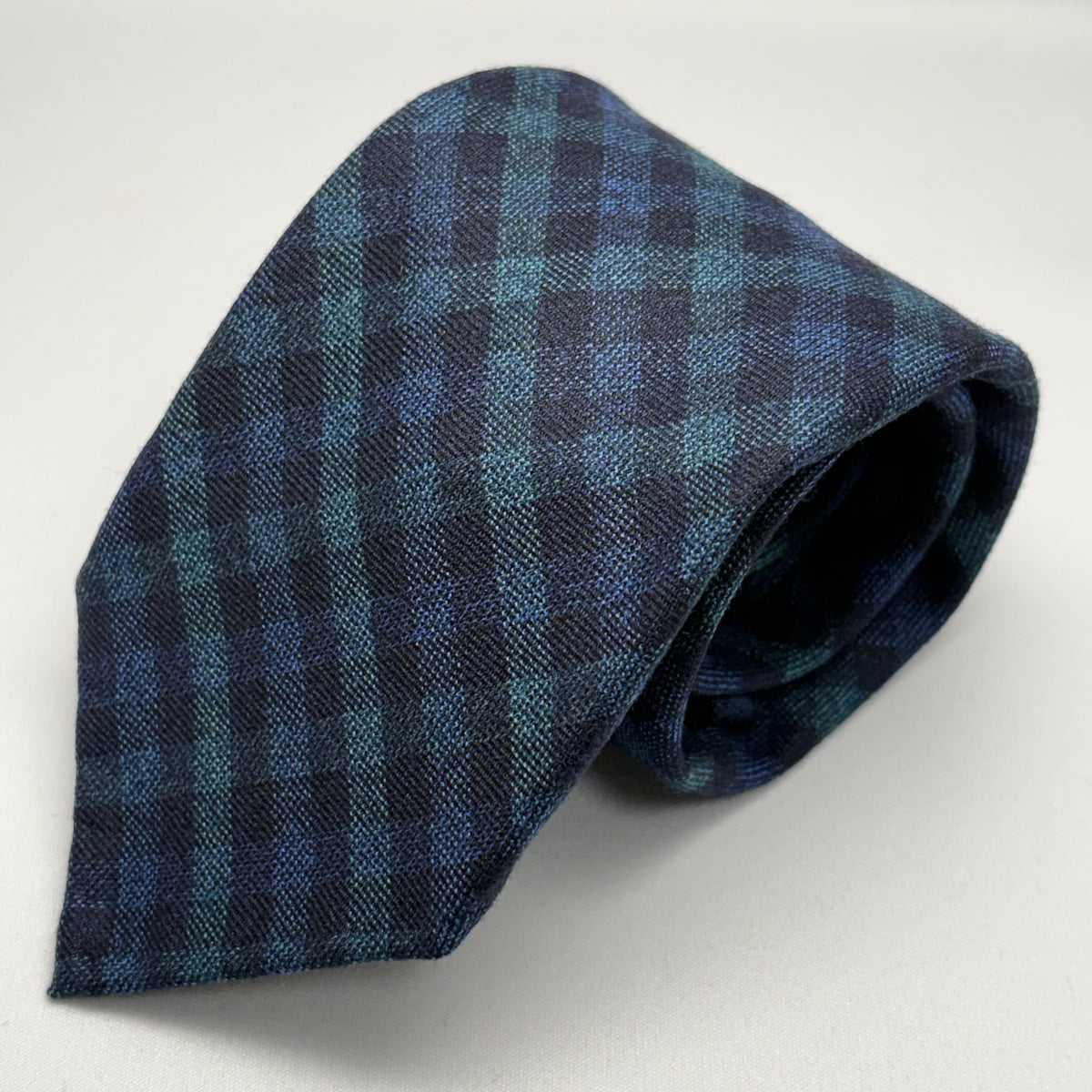 Franco Spada ( フランコスパダ ) ギンガムチェックウールネクタイErmenegildo Zegna Trofeo（エルメネジルドゼニアトロフェオ )：ブルー×グリーン
