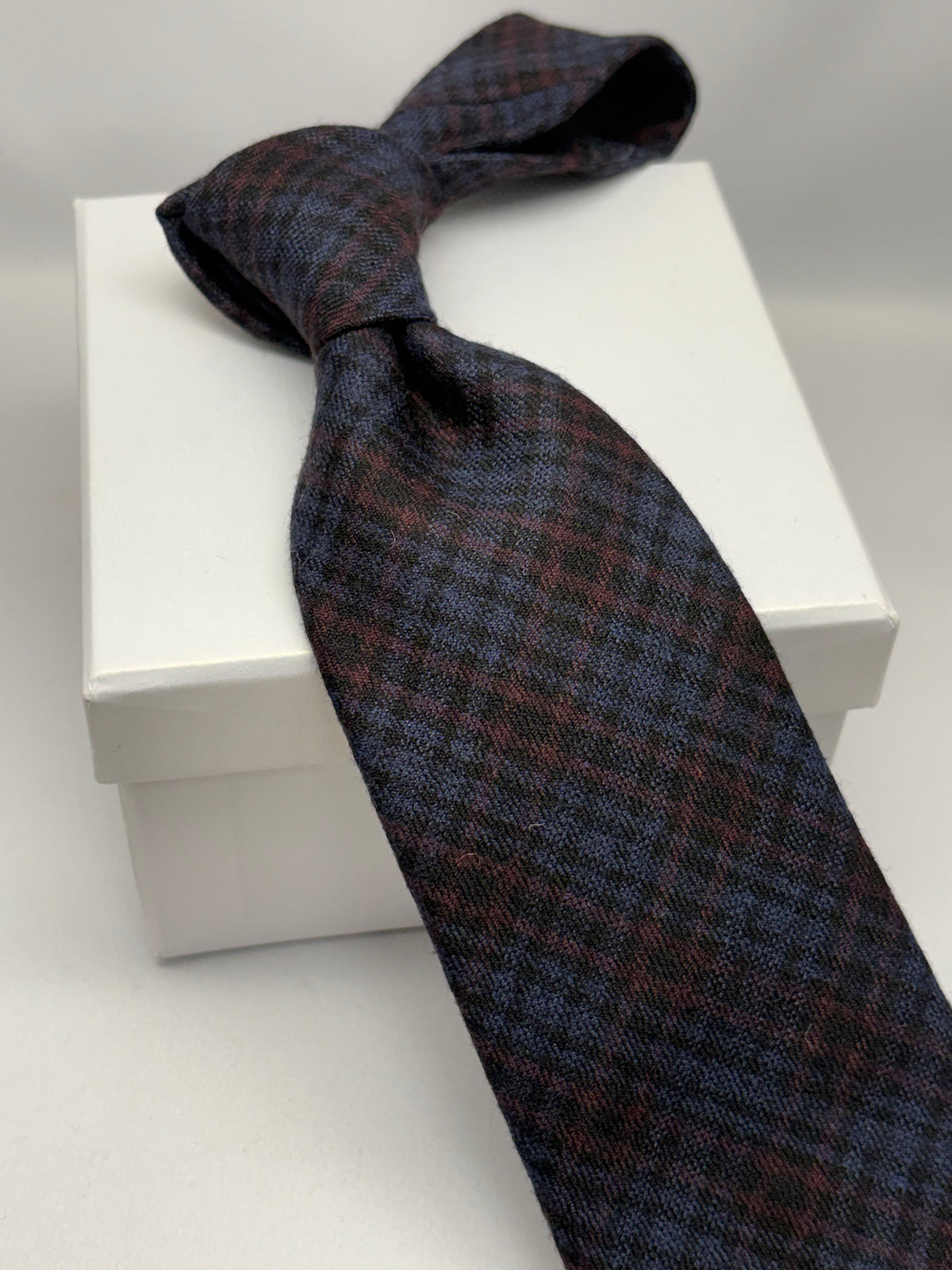 Franco Spada ( フランコスパダ ) チェックウールネクタイErmenegildo Zegna Trofeo（エルメネジルドゼニアトロフェオ )：サックスブルー×レンガ