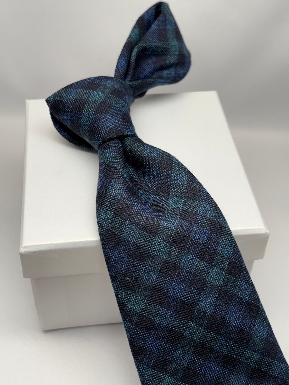 Franco Spada ( フランコスパダ ) ギンガムチェックウールネクタイErmenegildo Zegna Trofeo（エルメネジルドゼニアトロフェオ )：ブルー×グリーン