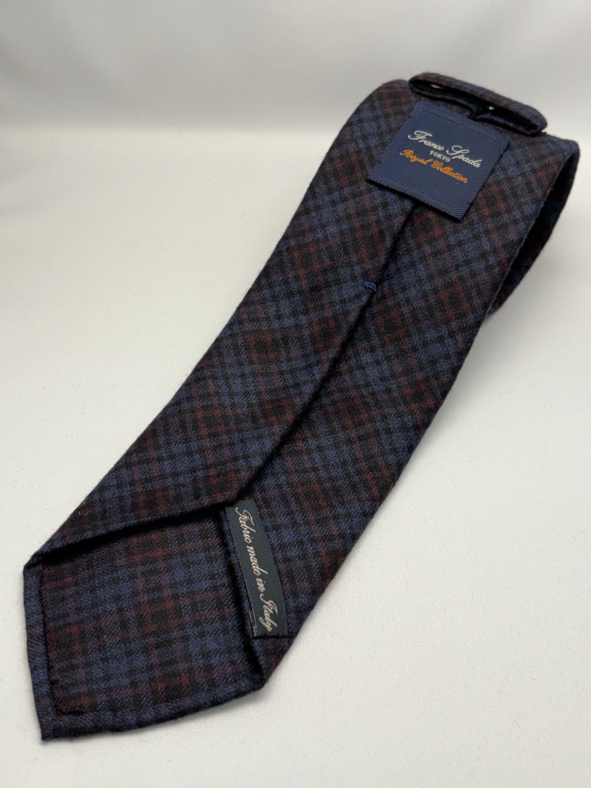Franco Spada ( フランコスパダ ) チェックウールネクタイErmenegildo Zegna Trofeo（エルメネジルドゼニアトロフェオ )：サックスブルー×レンガ