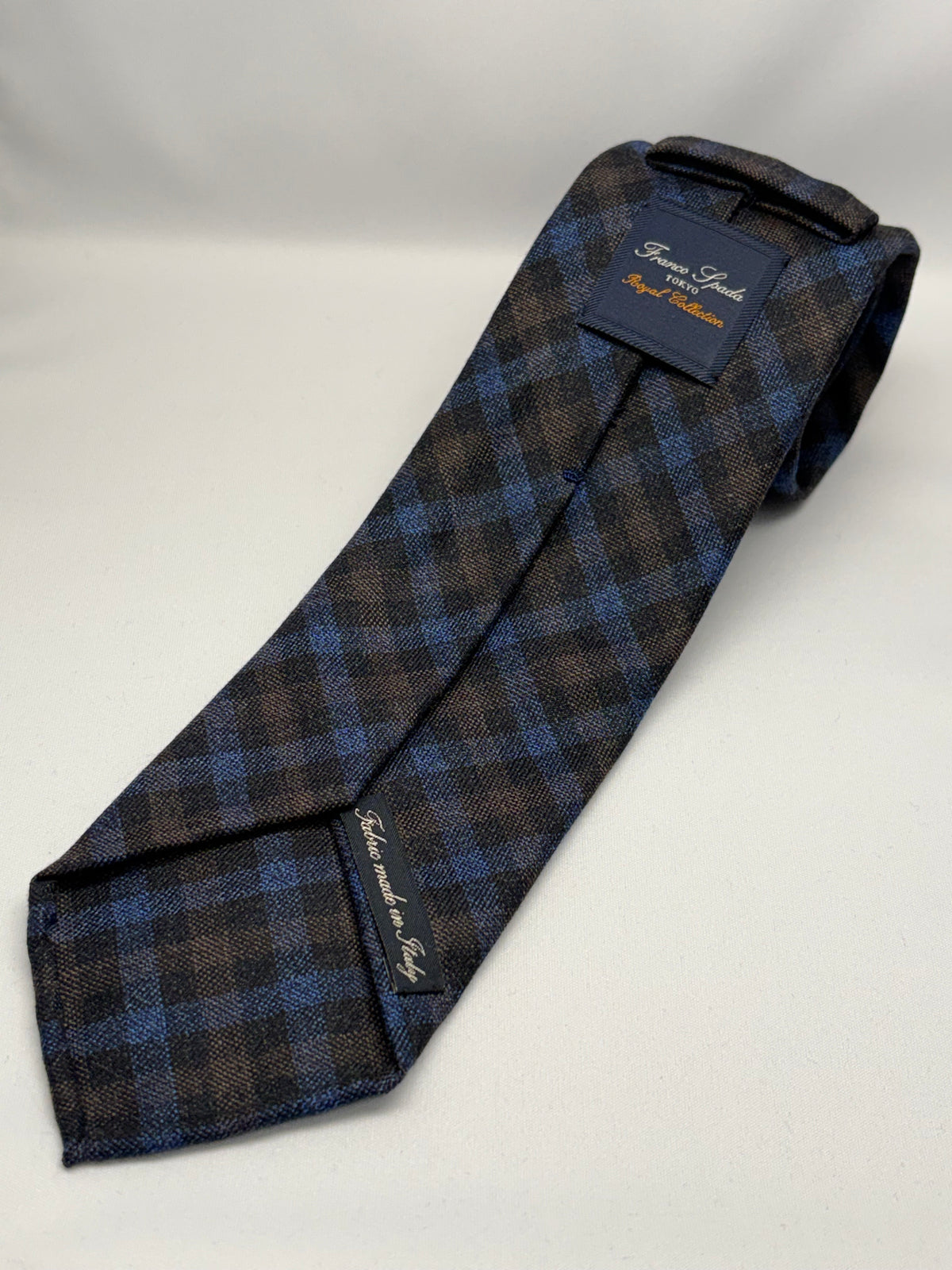Franco Spada ( フランコスパダ ) ギンガムチェックウールネクタイErmenegildo Zegna Trofeo（エルメネジルドゼニアトロフェオ )：ブルー×ブラウン