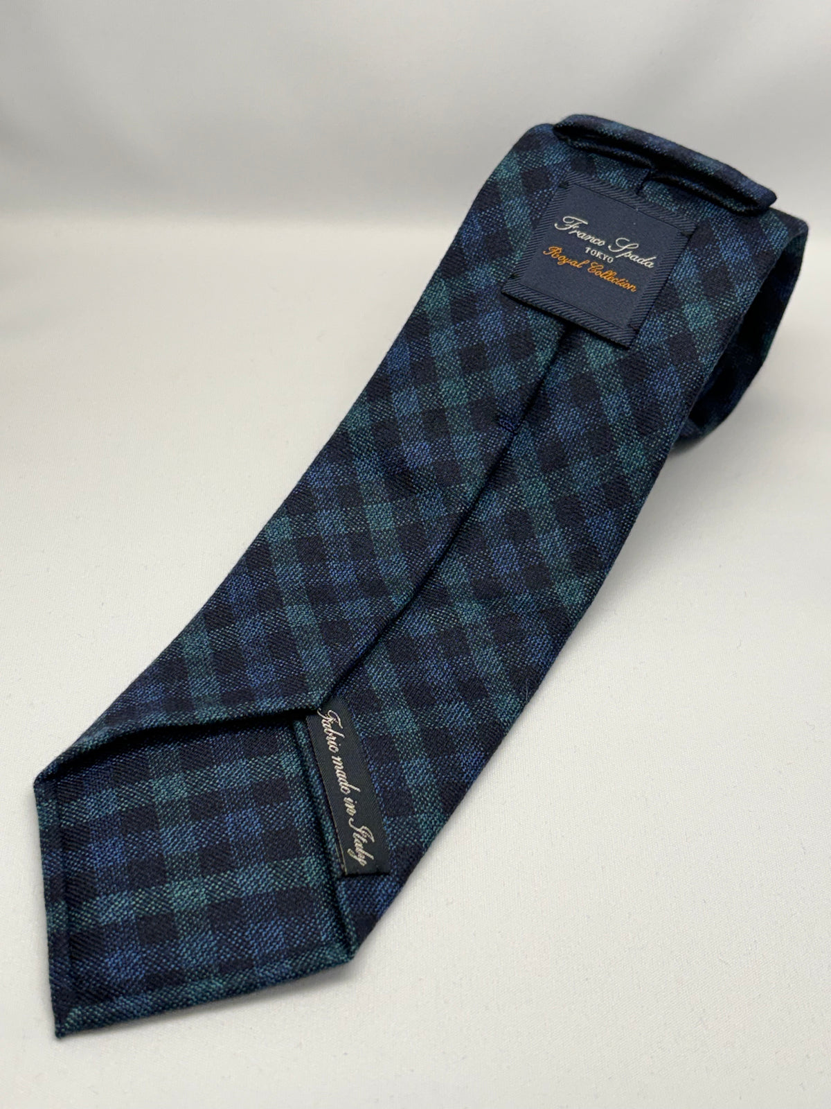 Franco Spada ( フランコスパダ ) ギンガムチェックウールネクタイErmenegildo Zegna Trofeo（エルメネジルドゼニアトロフェオ )：ブルー×グリーン