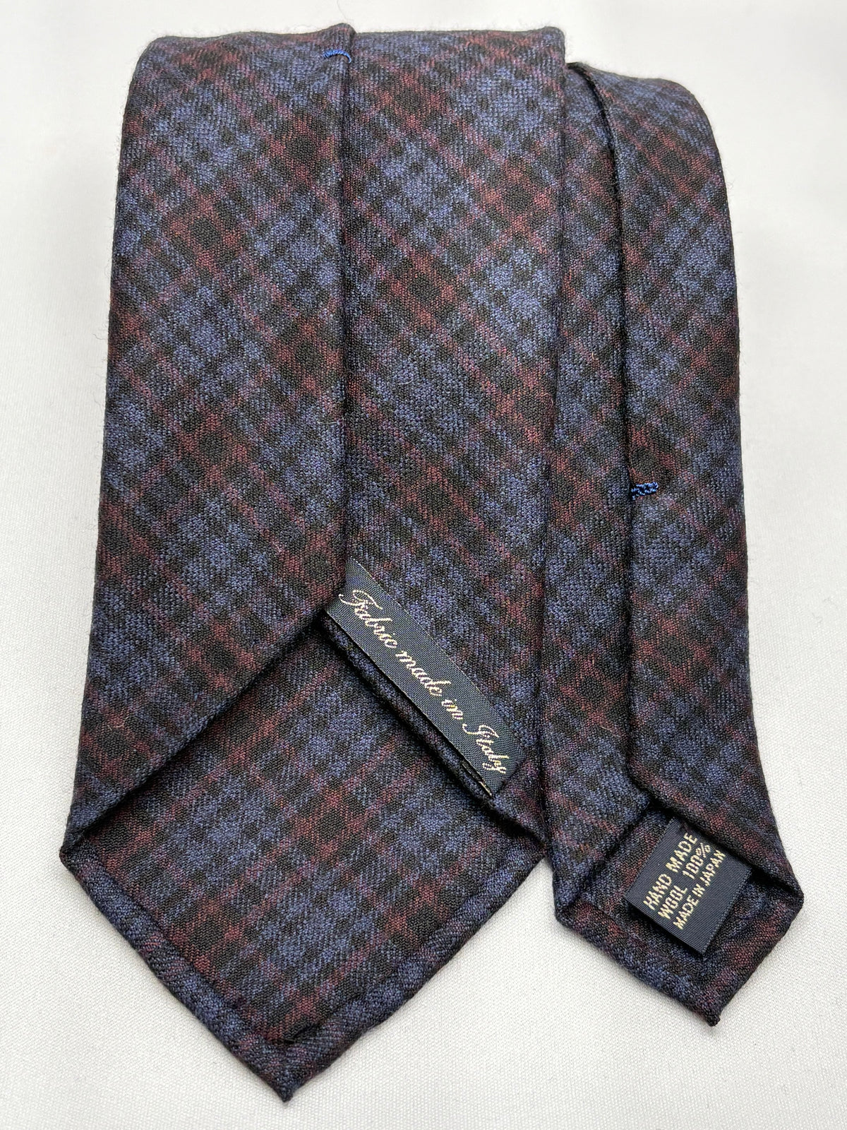 Franco Spada ( フランコスパダ ) チェックウールネクタイErmenegildo Zegna Trofeo（エルメネジルドゼニアトロフェオ )：サックスブルー×レンガ