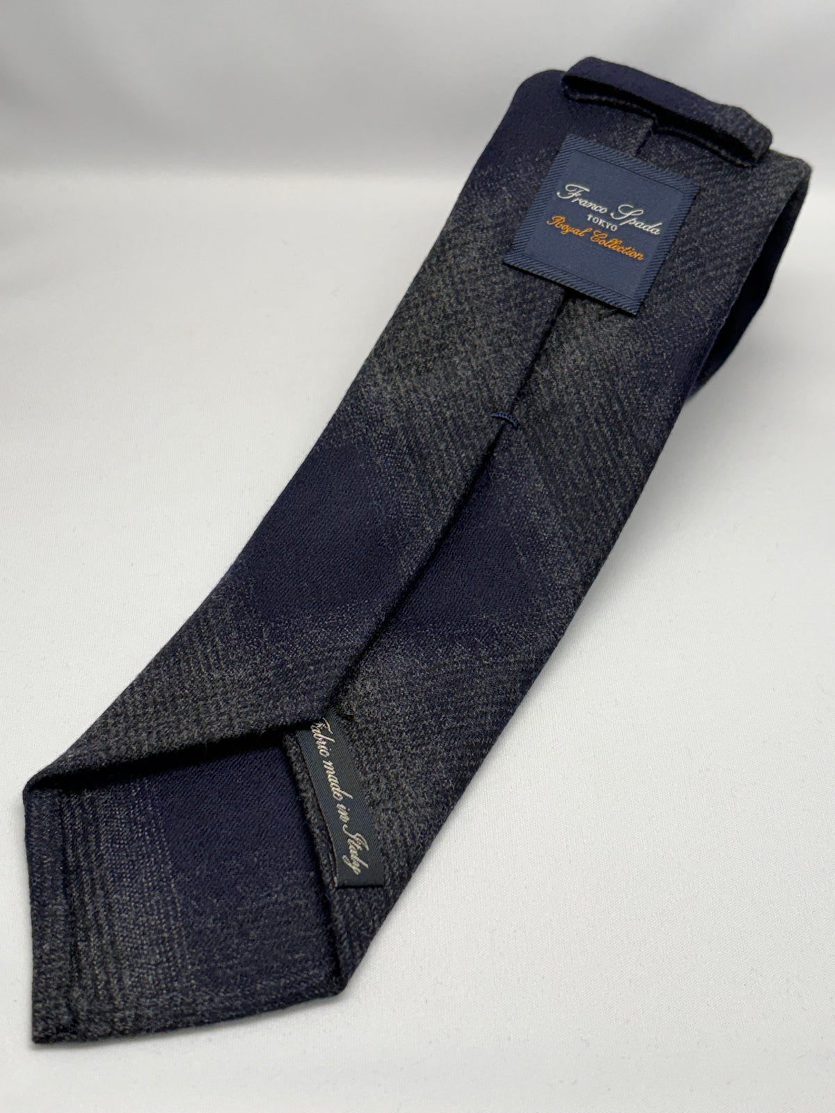 Franco Spada ( フランコスパダ )  ダークシャドーチェックウールネクタイ Vitale Barberis Canonico ( ビダル バルべリス カノニコ )：ネイビー×グレー