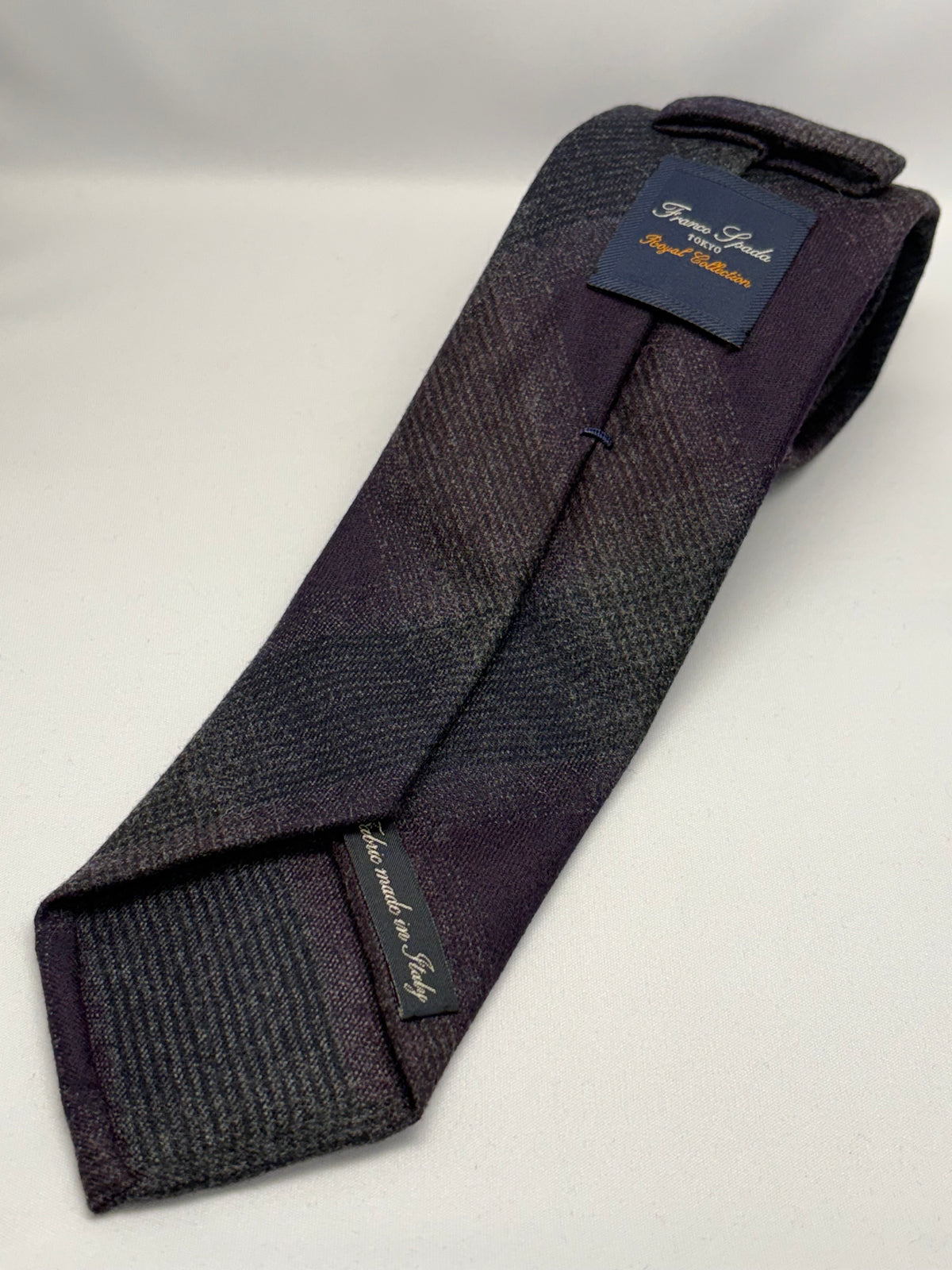 Franco Spada ( フランコスパダ )  ダークシャドーチェックウールネクタイ Vitale Barberis Canonico ( ビダル バルべリス カノニコ )：パープル×グレー