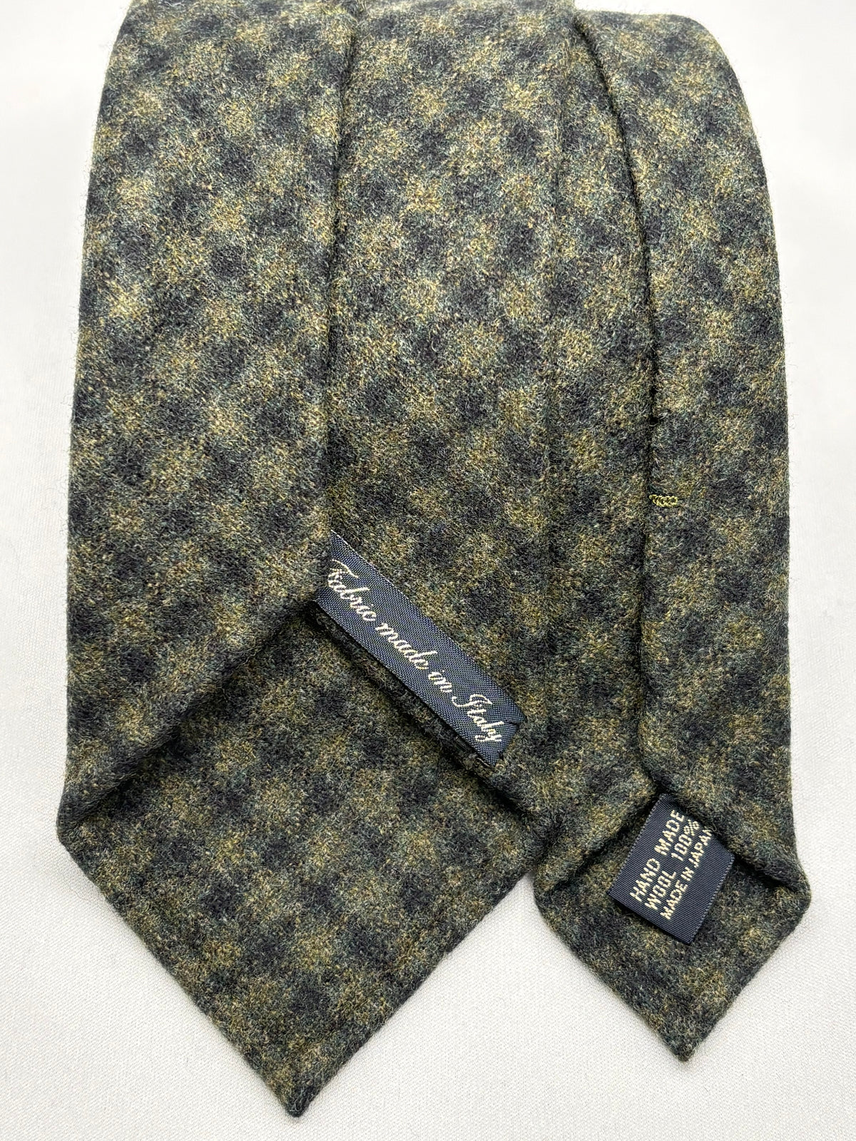 Franco Spada ( フランコスパダ ) ミックスチェックウールネクタイ DRAGO Rugby Flannel (ドラゴ ラグビーフランネル)：カーキ