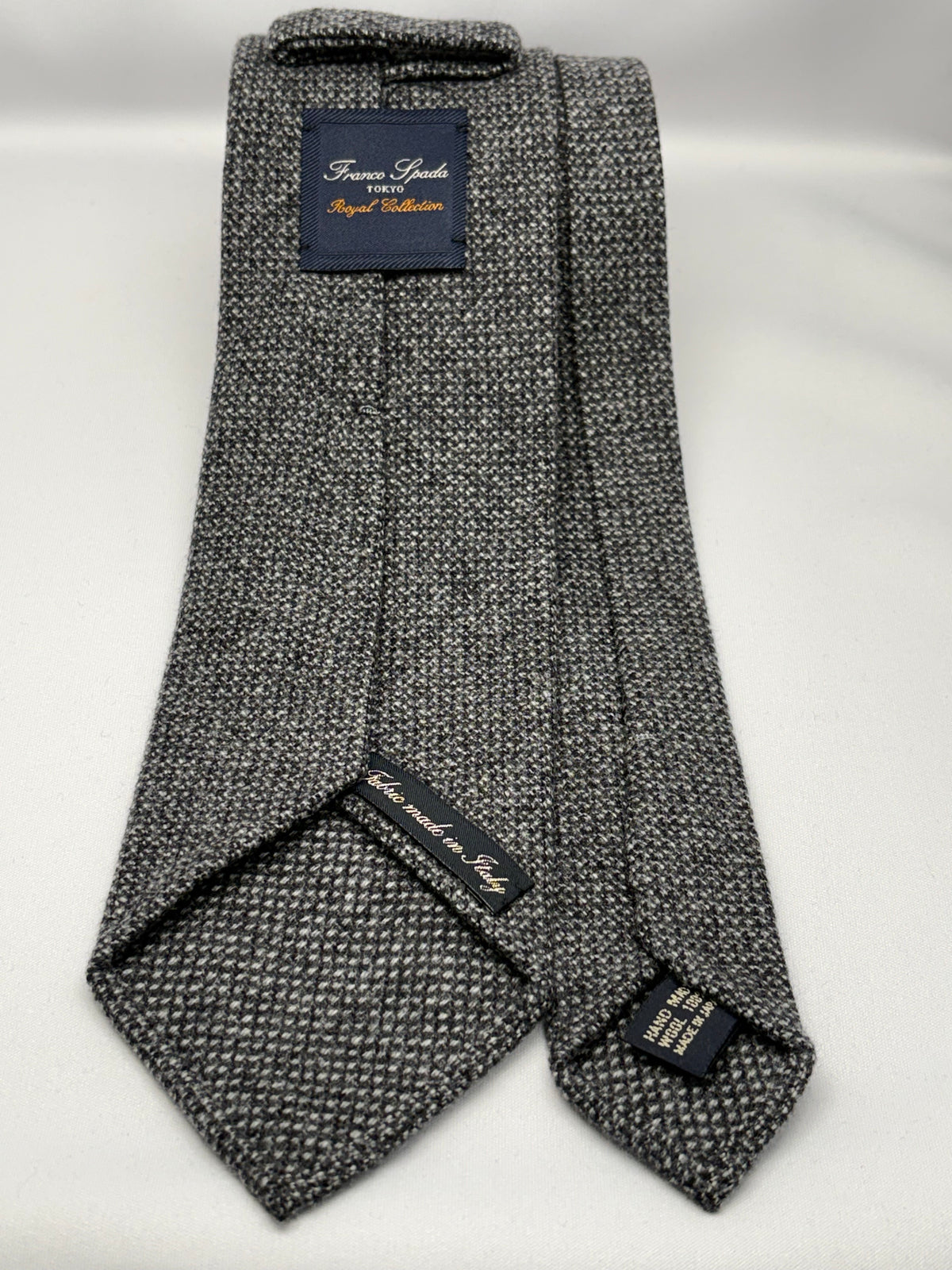 Franco Spada ( フランコスパダ ) バスケットウール無地ネクタイ DRAGO Rugby Flannel (ドラゴ ラグビーフランネル)：TOPグレー