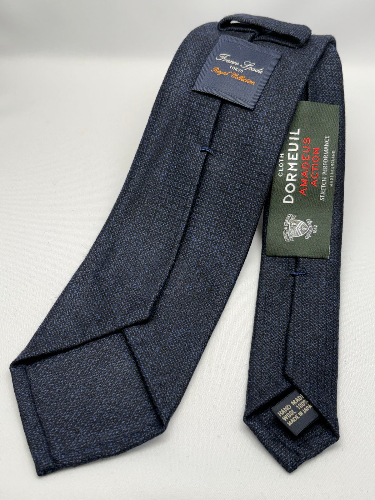 Franco Spada ( フランコスパダ ) ドビー無地ウールネクタイ DORMEUIL (ドーメル) AMADEUS ACTION (アマデウス アクション)：ネイビー