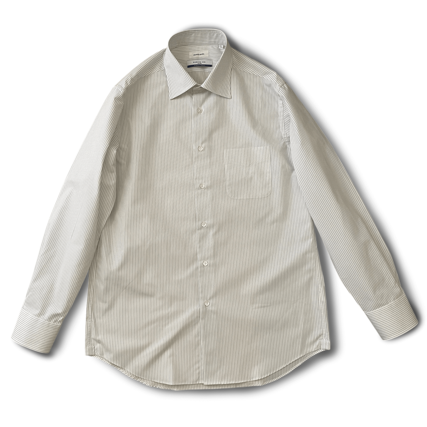 Franco Spada ( フランコスパダ ) 播州織 ピンストライプ セミワイドカラーシャツ　ホワイト×グレー