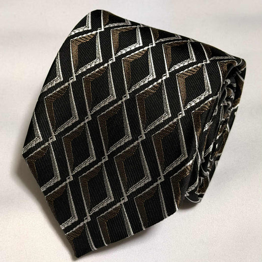 Franco Spada ( フランコスパダ )🆕コンテンポラリーブリティッシュダイヤモンドシェイプJQネクタイ：ブラック×ブラウン