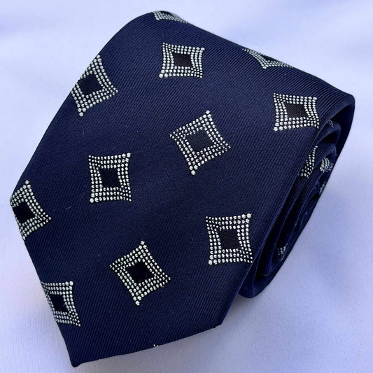 Franco Spada ( フランコスパダ )🆕コンテンポラリーブリティッシュジオメトリックJQネクタイ①：ネイビー