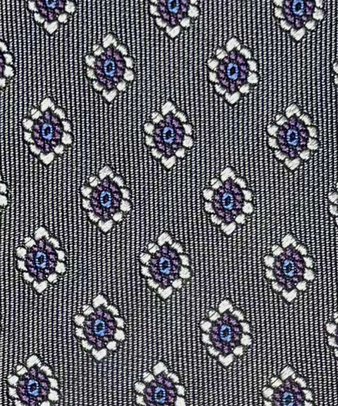 Franco Spada ( フランコスパダ )🆕コンテンポラリーブリティッシュ小紋JQネクタイ：スチールグレー