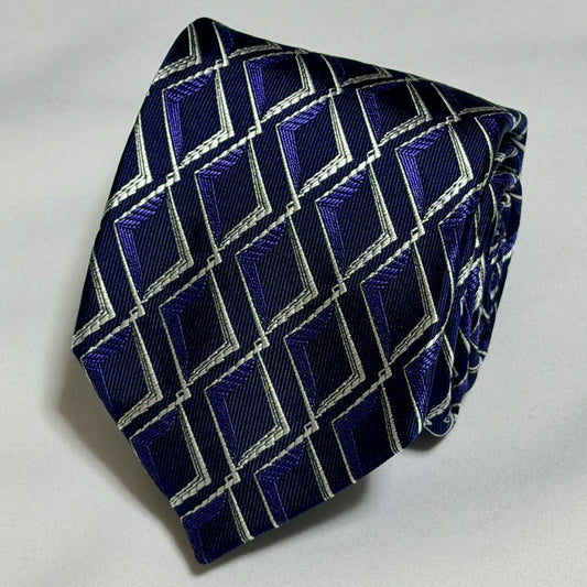 Franco Spada ( フランコスパダ )🆕コンテンポラリーブリティッシュダイヤモンドシェイプJQネクタイ：ネイビー×パープル